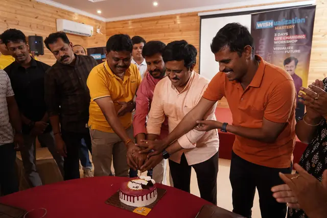 A celebration with a cake