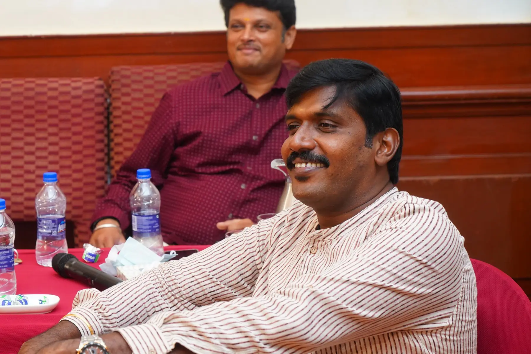 A participant laughing during a session