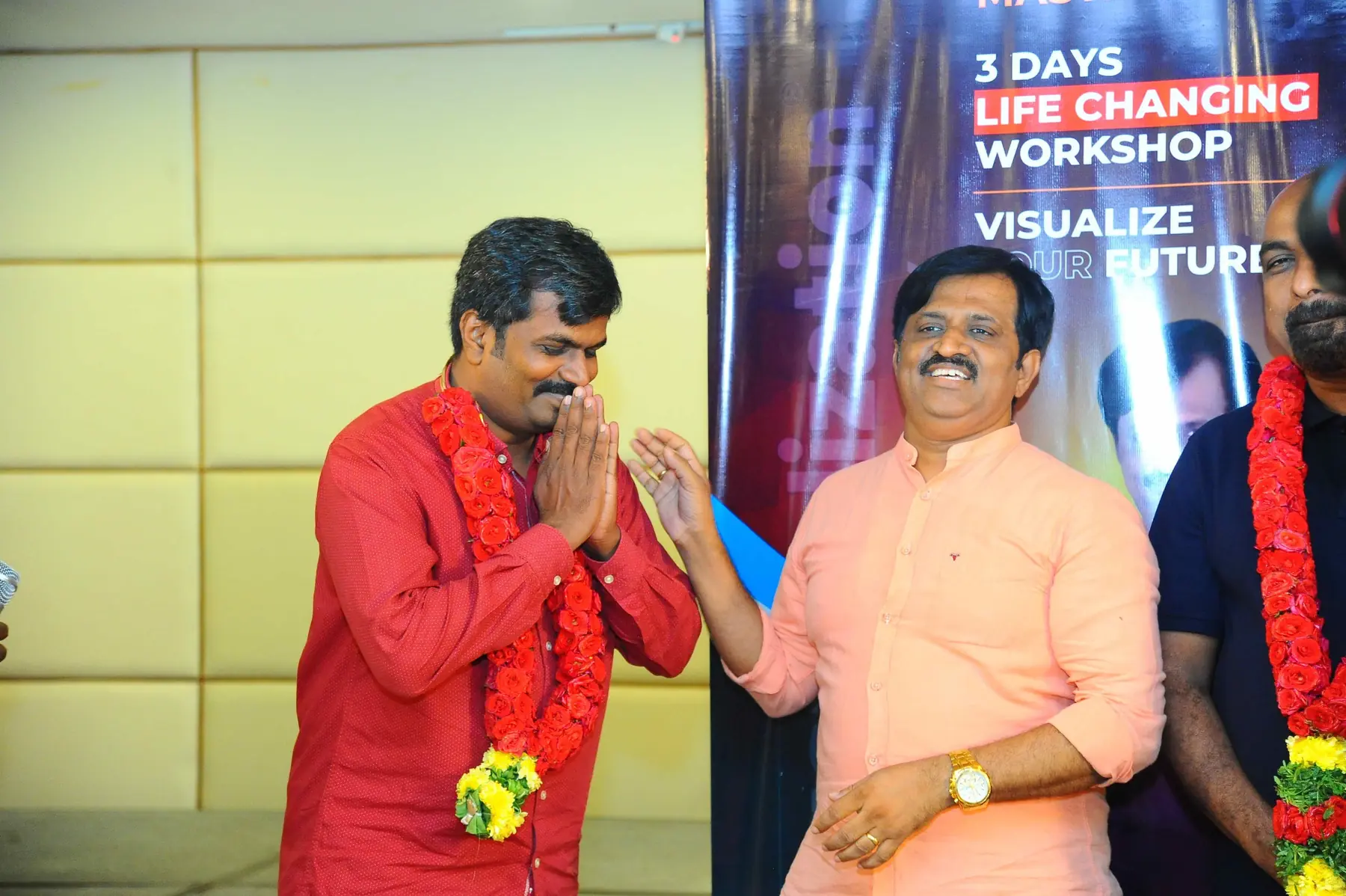 Surekaa Sundar sharing a joyful moment with a garlanded participant