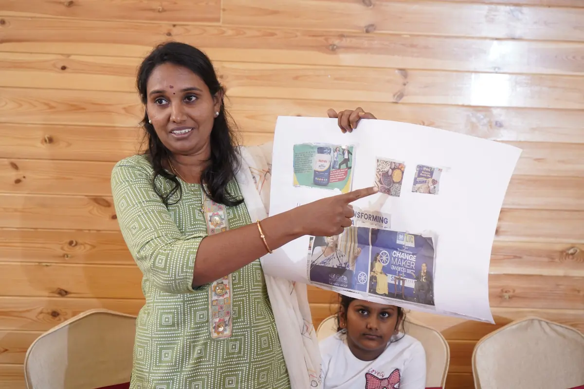 A participant showing her wish board